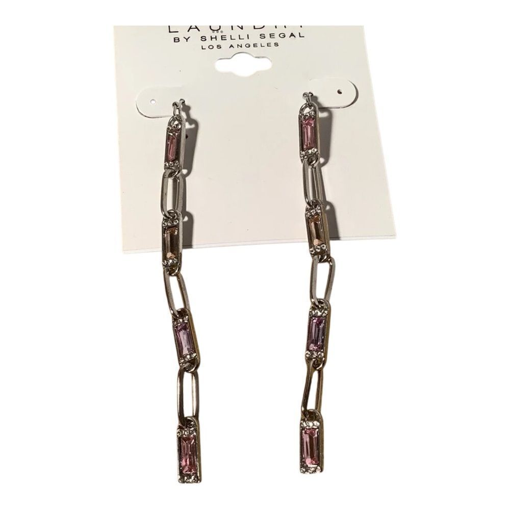 Laundry by Shelli Segal pink crystal dangle earrings NWT